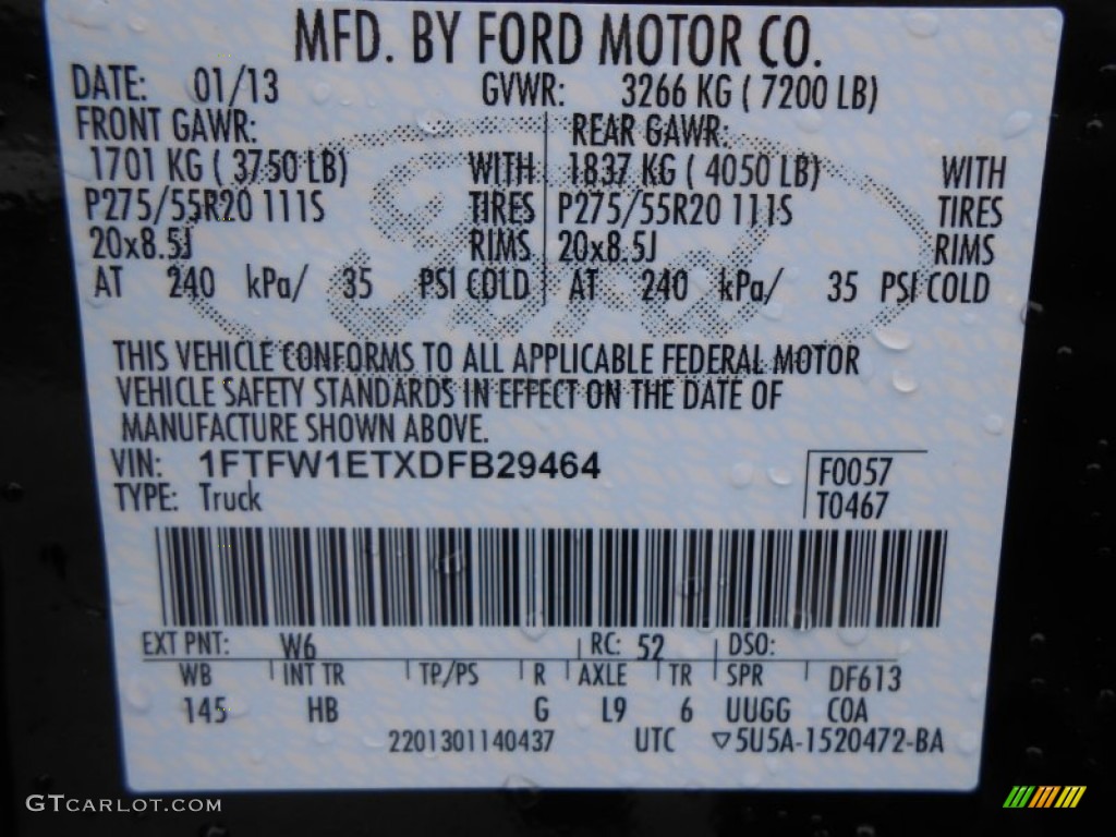 2013 F150 Color Code W6 for Green Gem Metallic Photo #77105609