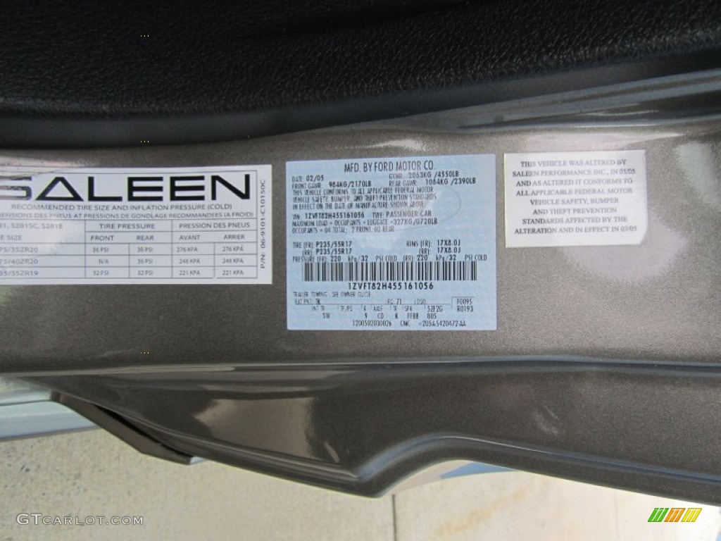 2005 Mustang Color Code TK for Mineral Grey Metallic Photo #77110008