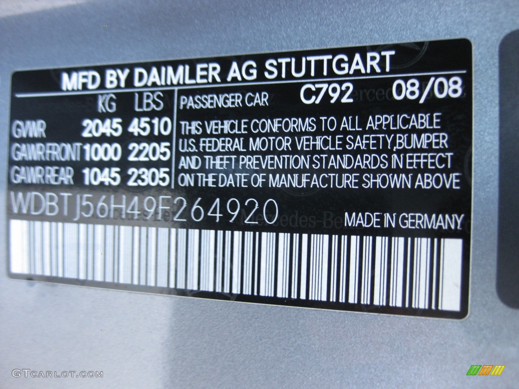 2009 Mercedes-Benz CLK 350 Grand Edition Coupe Color Code Photos