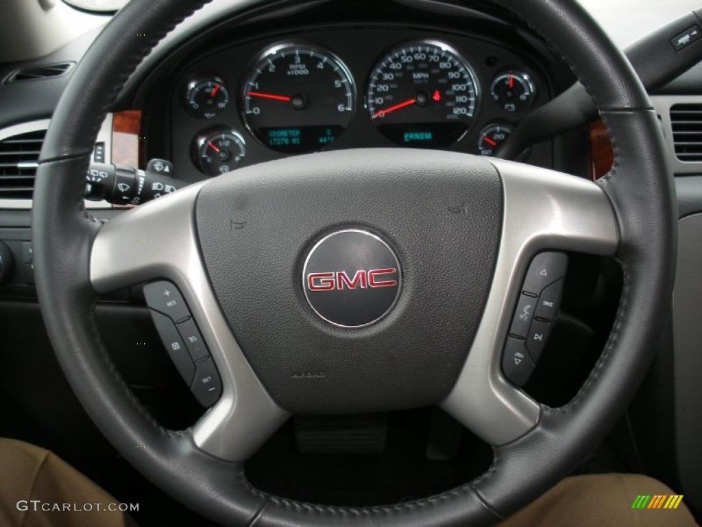 2013 GMC Yukon XL SLT 4x4 Ebony Steering Wheel Photo #77115346