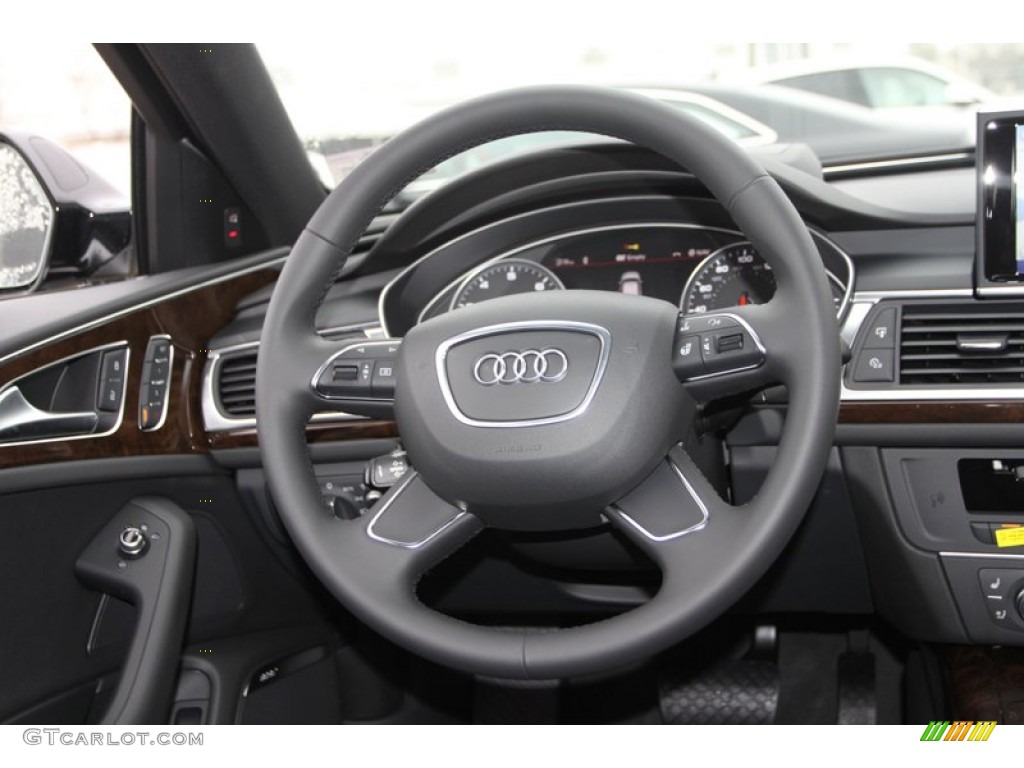 2013 Audi A6 3.0T quattro Sedan Black Steering Wheel Photo #77120395