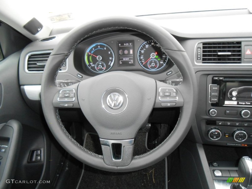 2013 Volkswagen Jetta Hybrid SEL Premium Titan Black Steering Wheel Photo #77121182