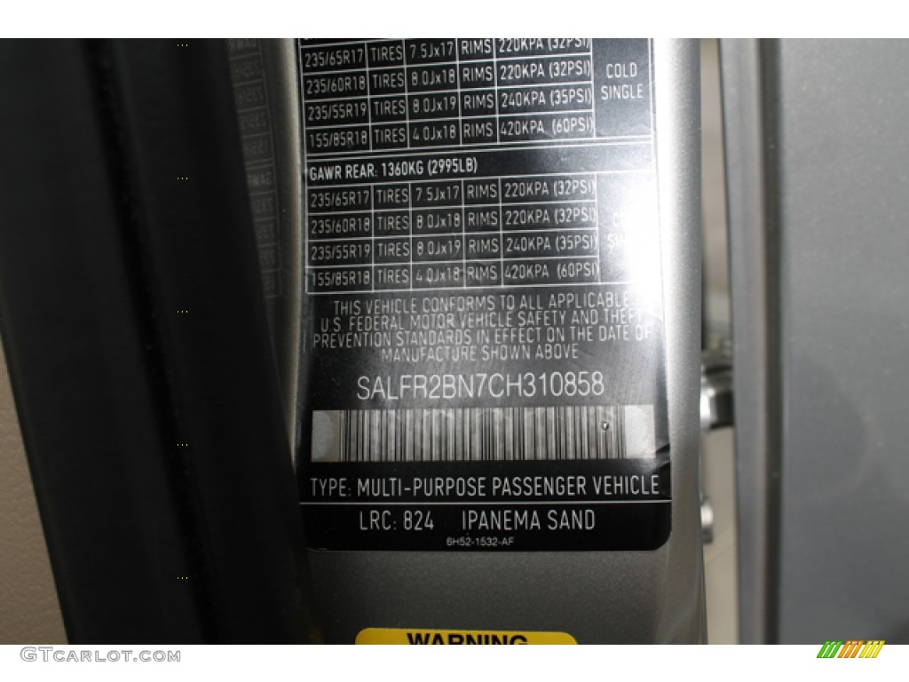 2012 LR2 Color Code 824 for Ipanema Sand Metallic Photo #77122891