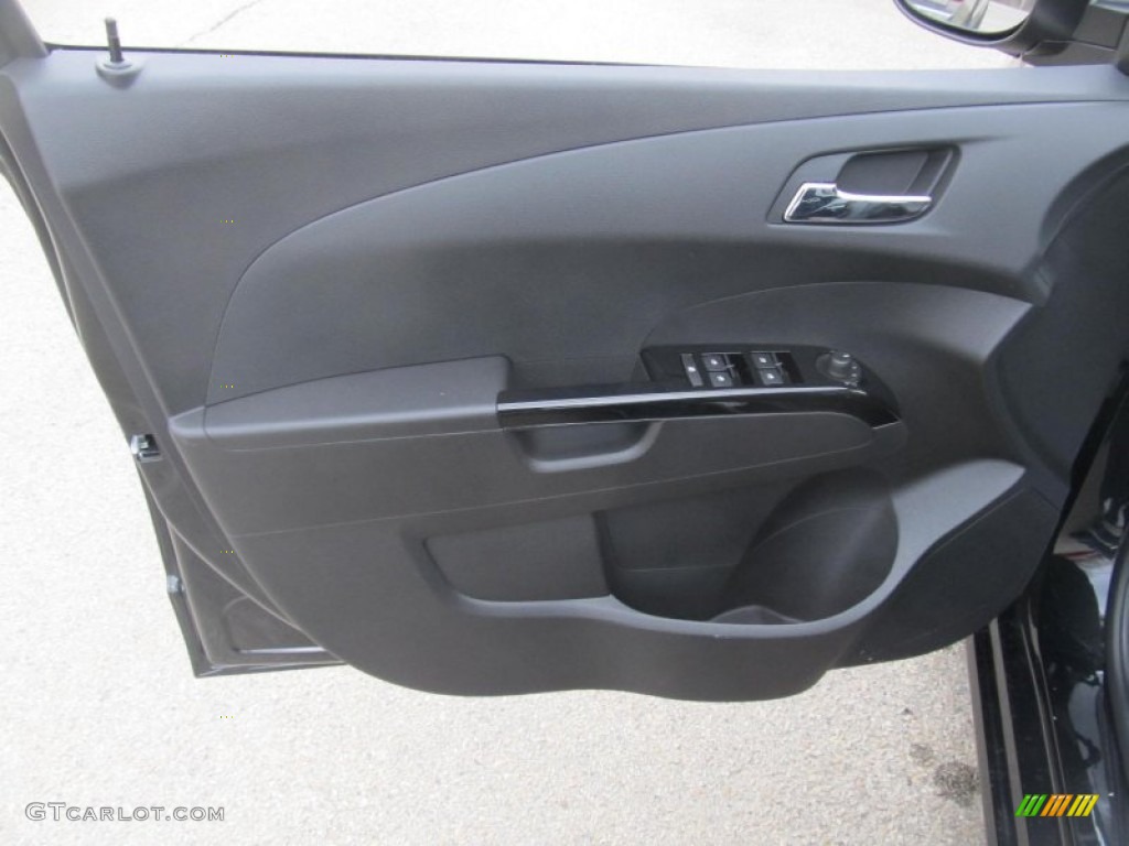 2013 Chevrolet Sonic RS Hatch RS Jet Black Leather/Microfiber Door Panel Photo #77130901