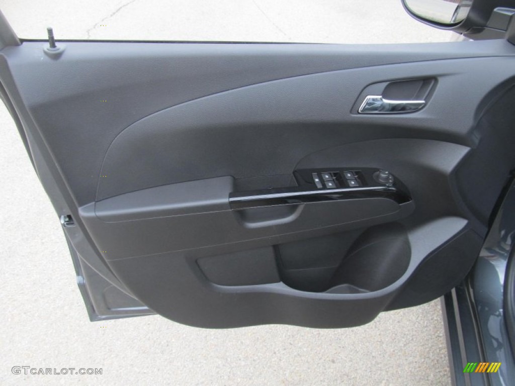 2013 Chevrolet Sonic RS Hatch RS Jet Black Leather/Microfiber Door Panel Photo #77131243