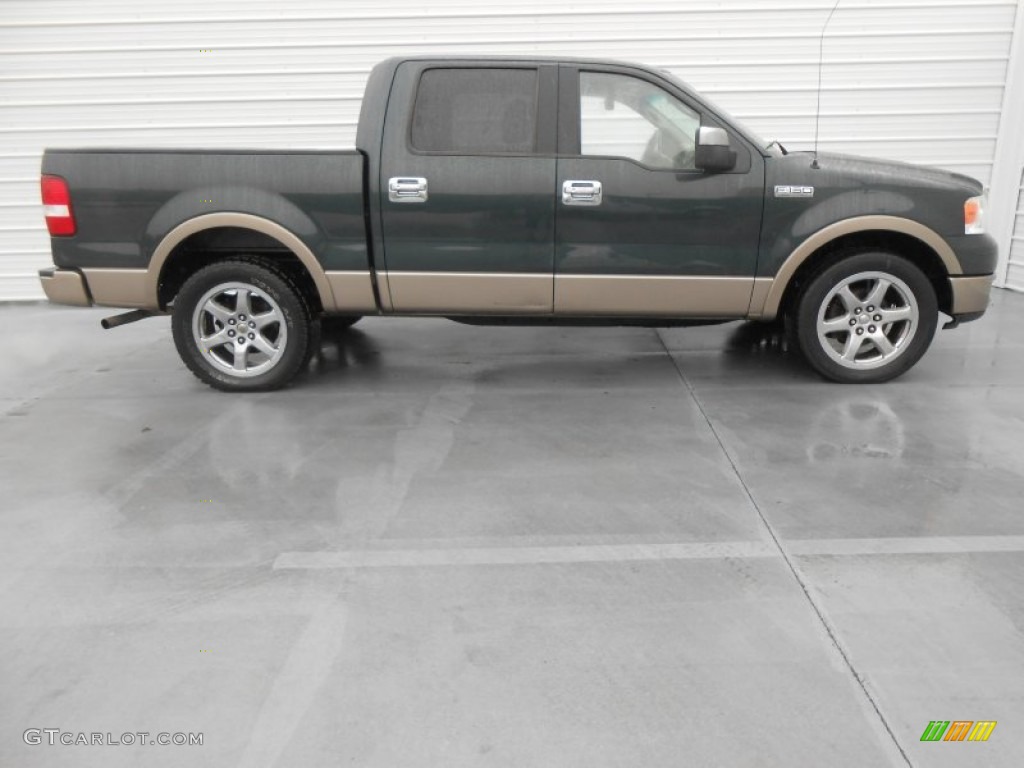 2005 F150 Lariat SuperCrew - Aspen Green Metallic / Tan photo #3