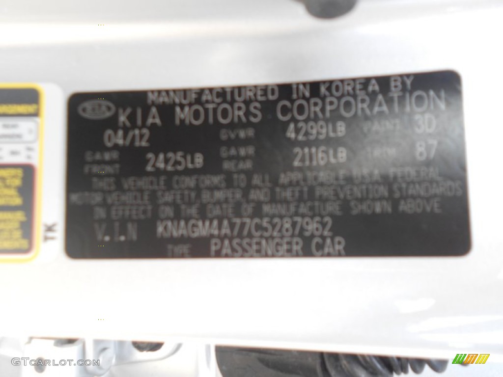 2012 Optima Color Code 3D for Bright Silver Photo #77131421