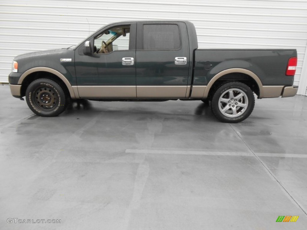 2005 F150 Lariat SuperCrew - Aspen Green Metallic / Tan photo #6