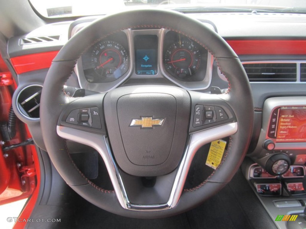2013 Chevrolet Camaro LT/RS Coupe Inferno Orange Steering Wheel Photo #77135183