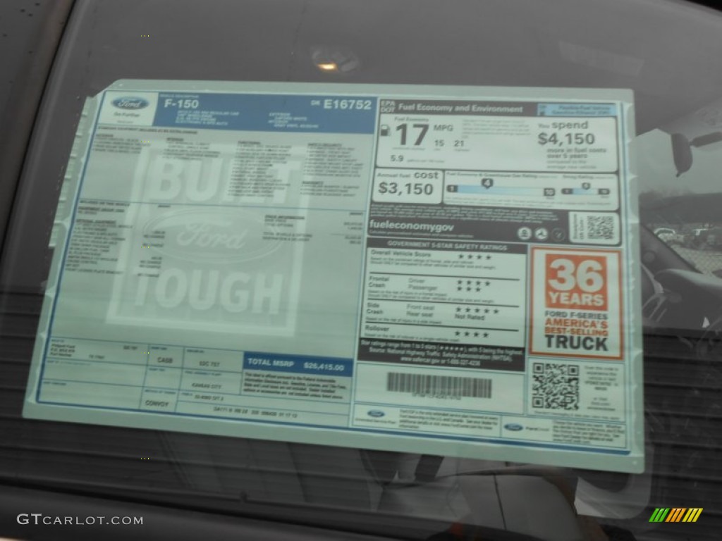 2013 Ford F150 XL Regular Cab Window Sticker Photos
