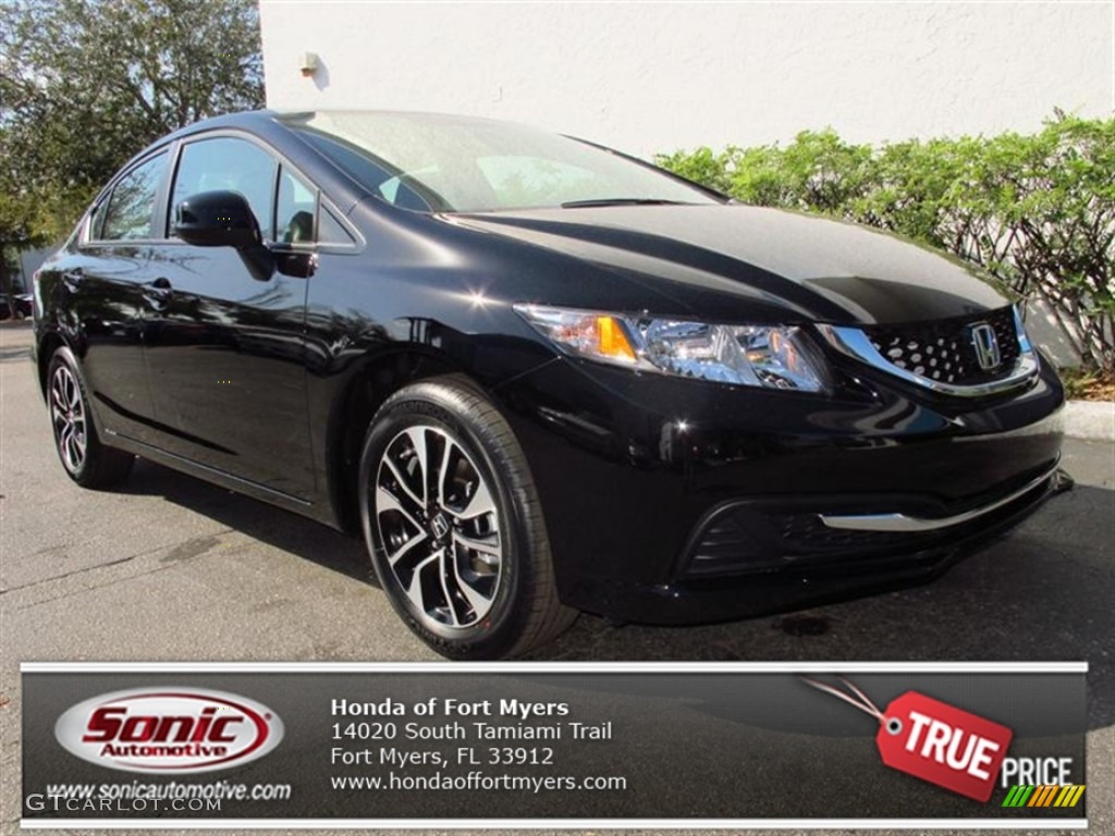 2013 Civic EX Sedan - Crystal Black Pearl / Gray photo #1