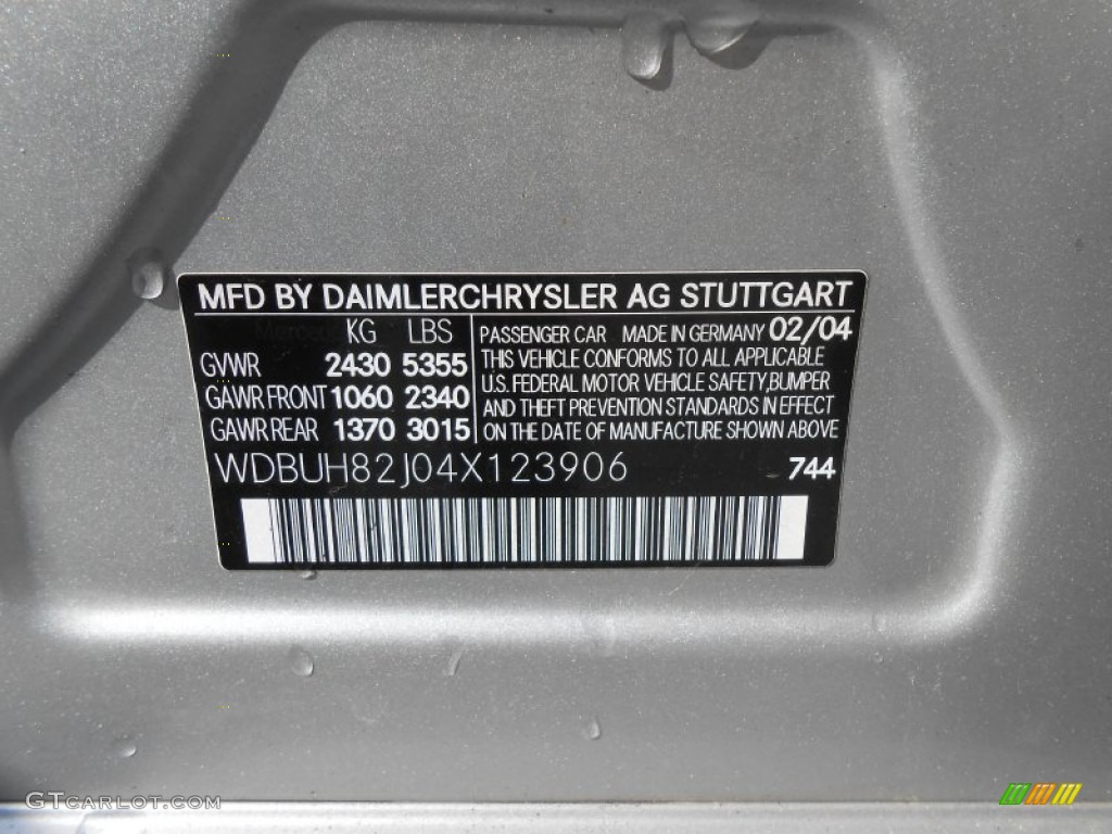 2004 Mercedes-Benz E 320 4Matic Wagon Color Code Photos