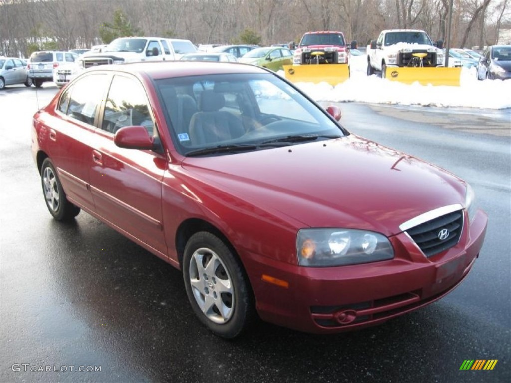 2004 Elantra GLS Sedan - Crimson Dark Red / Gray photo #1
