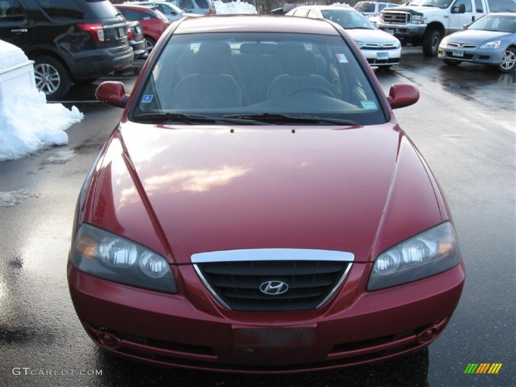 2004 Elantra GLS Sedan - Crimson Dark Red / Gray photo #2