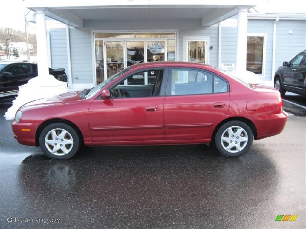 2004 Elantra GLS Sedan - Crimson Dark Red / Gray photo #4