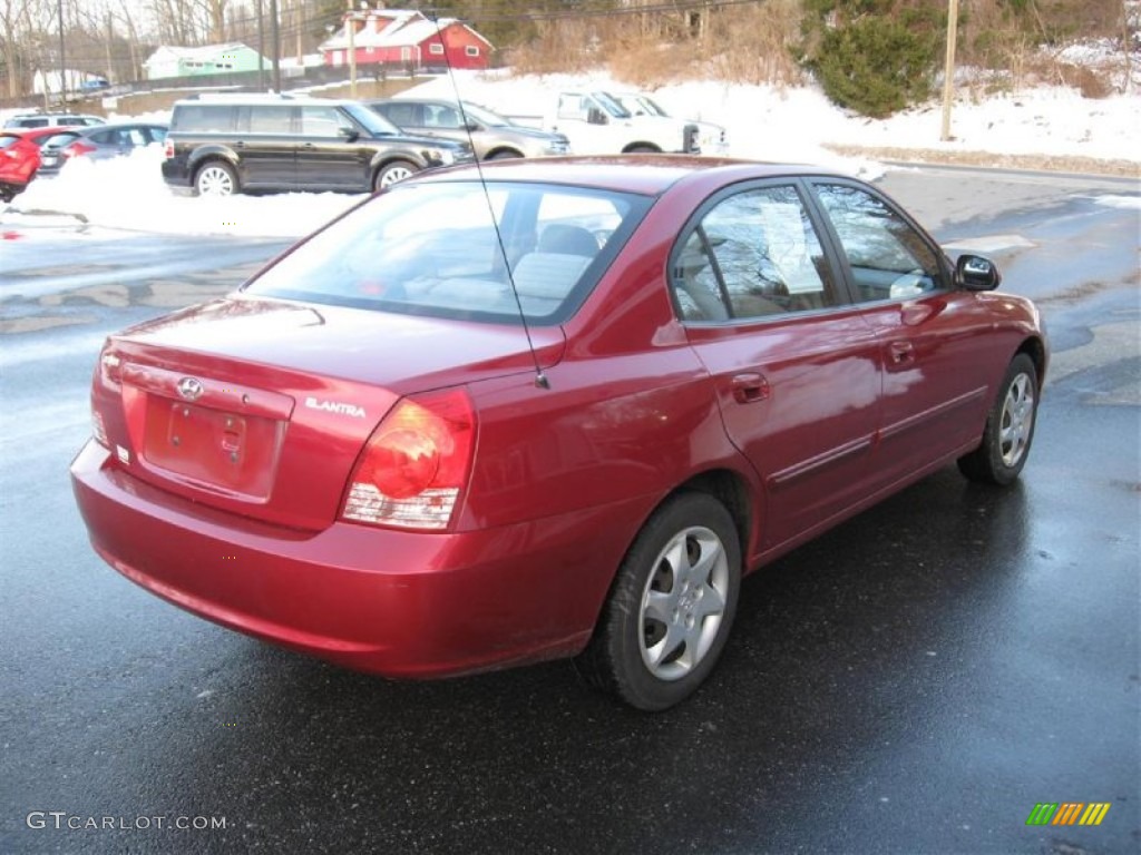 2004 Elantra GLS Sedan - Crimson Dark Red / Gray photo #7