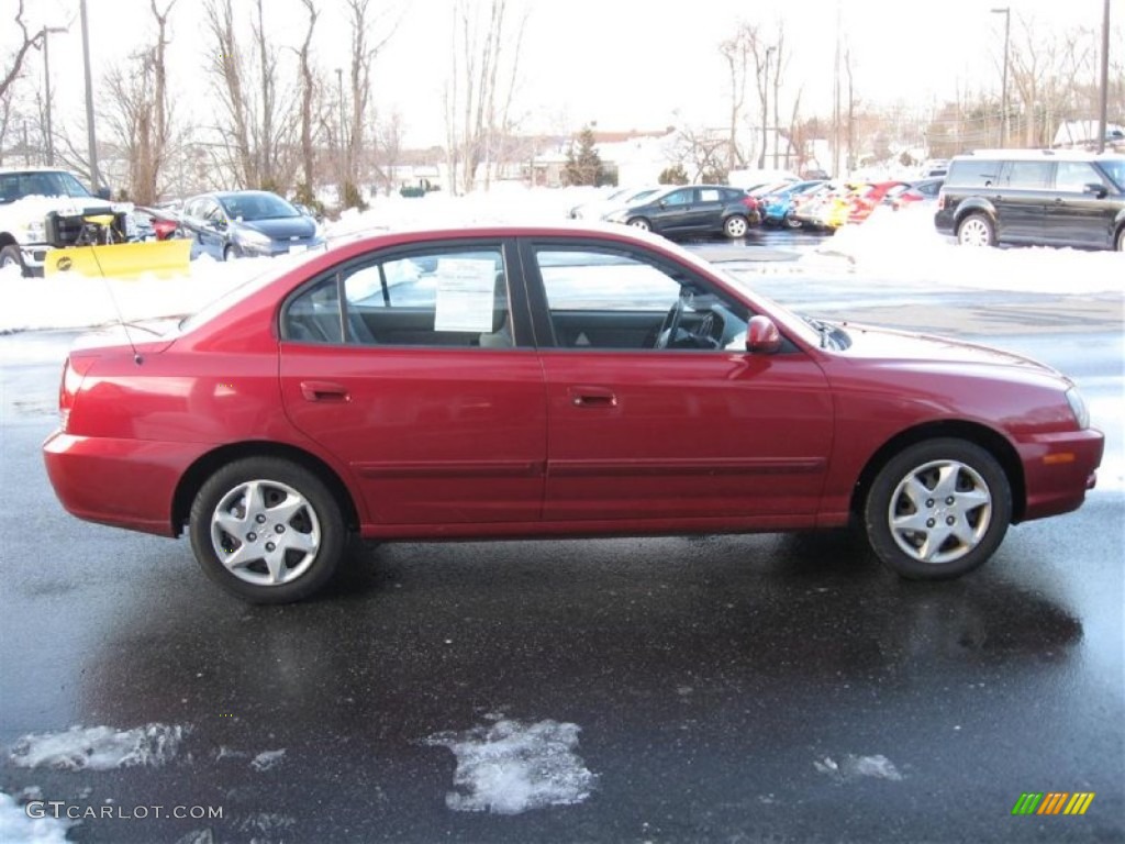 2004 Elantra GLS Sedan - Crimson Dark Red / Gray photo #8