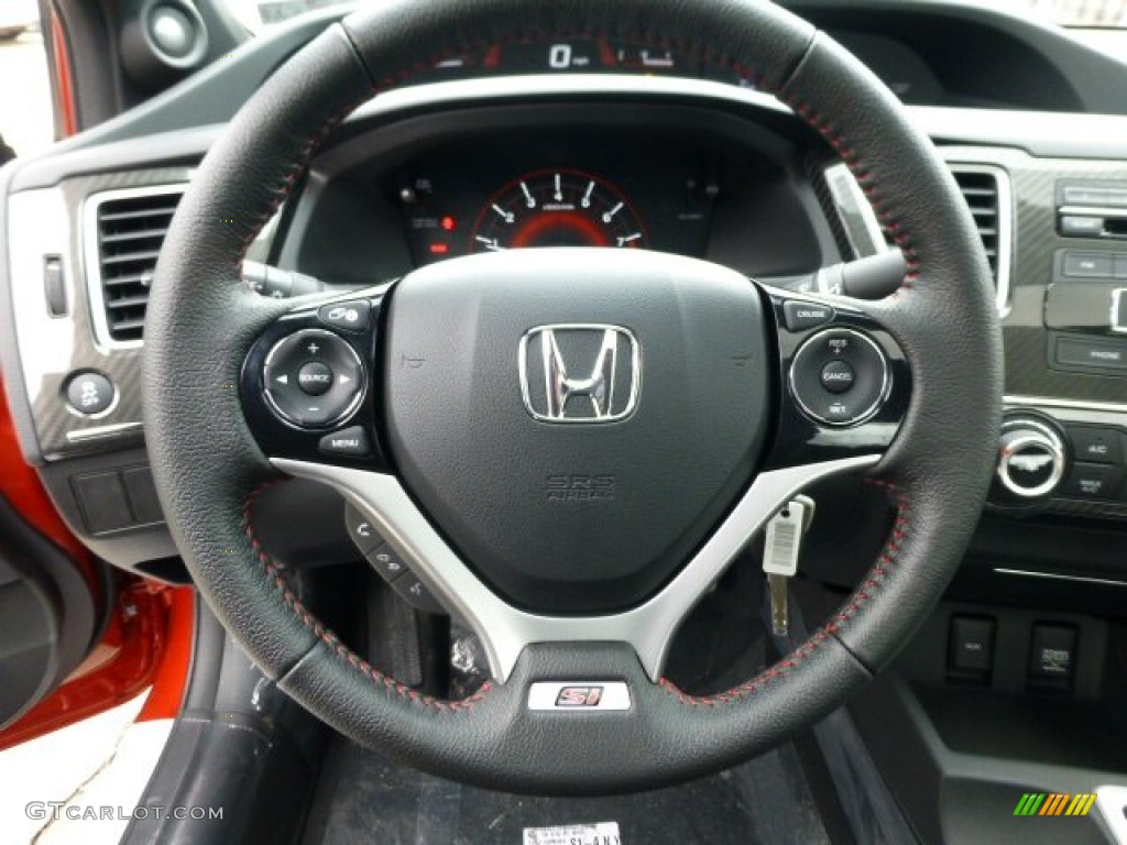 2013 Honda Civic Si Coupe Black Steering Wheel Photo #77152511