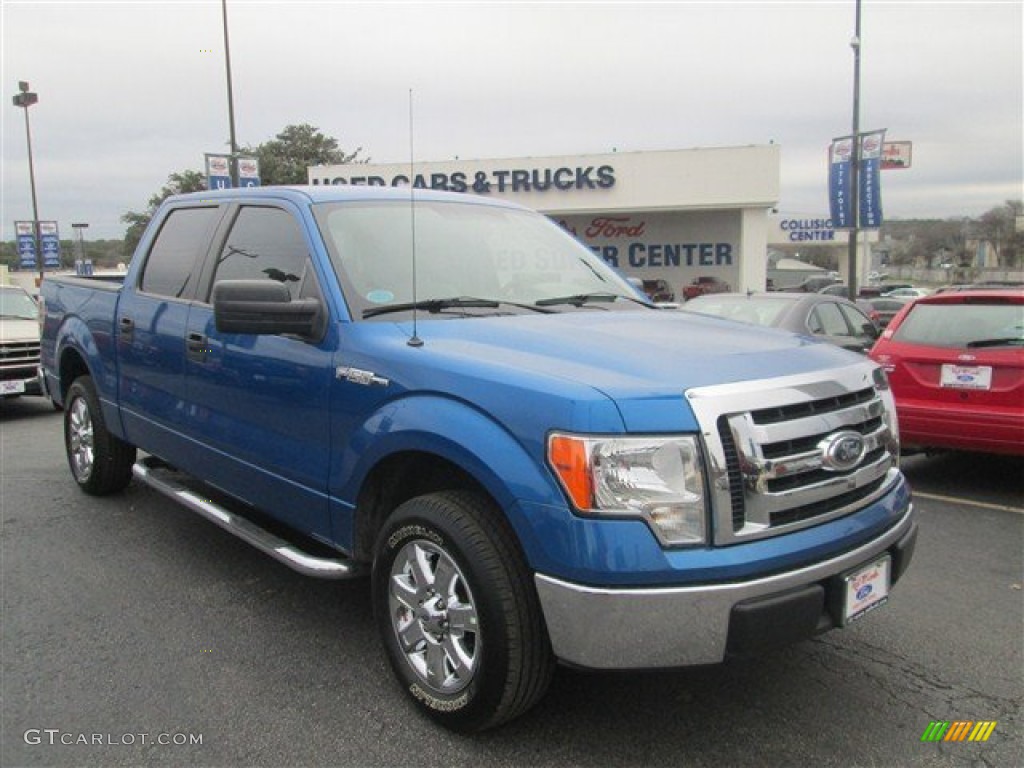 2009 F150 XLT SuperCrew - Blue Flame Metallic / Stone/Medium Stone photo #1