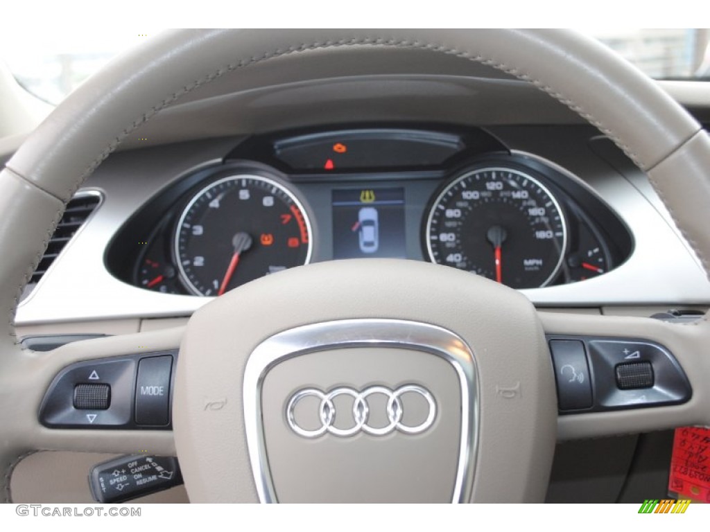 2009 Audi A4 3.2 quattro Sedan Cardamom Beige Steering Wheel Photo #77153925