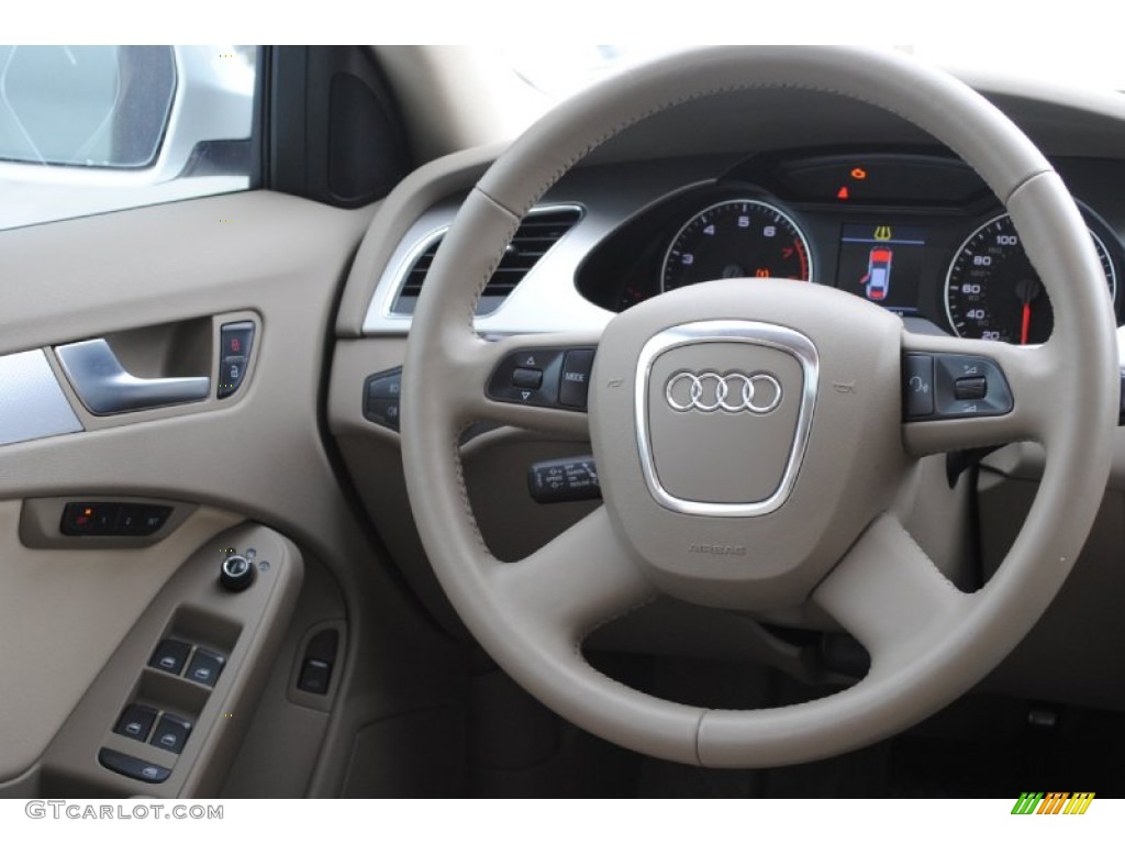 2009 Audi A4 3.2 quattro Sedan Cardamom Beige Steering Wheel Photo #77154023