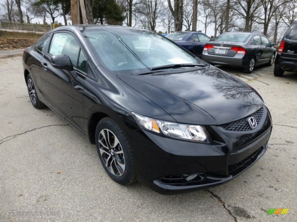 2013 Civic EX-L Coupe - Crystal Black Pearl / Gray photo #6