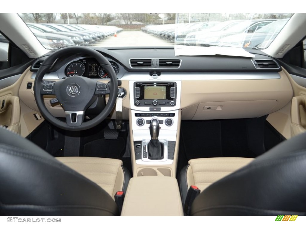 2013 Volkswagen CC Sport Plus Desert Beige/Black Dashboard Photo #77157818