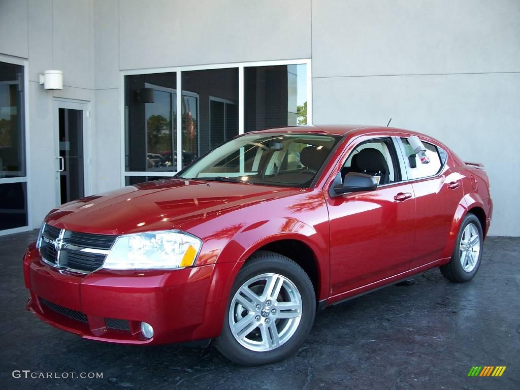 2009 Avenger SXT - Inferno Red Crystal Pearl / Dark Slate Gray photo #1