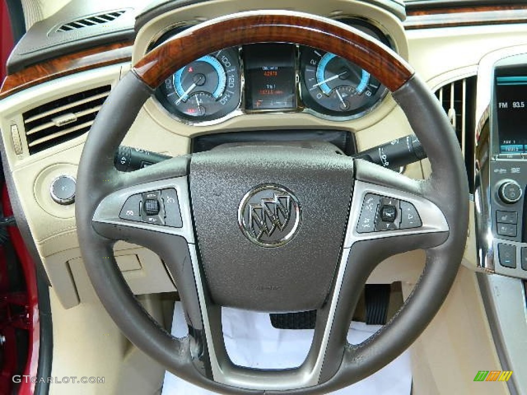 2010 Buick LaCrosse CXS Cocoa/Light Cashmere Steering Wheel Photo #77170418
