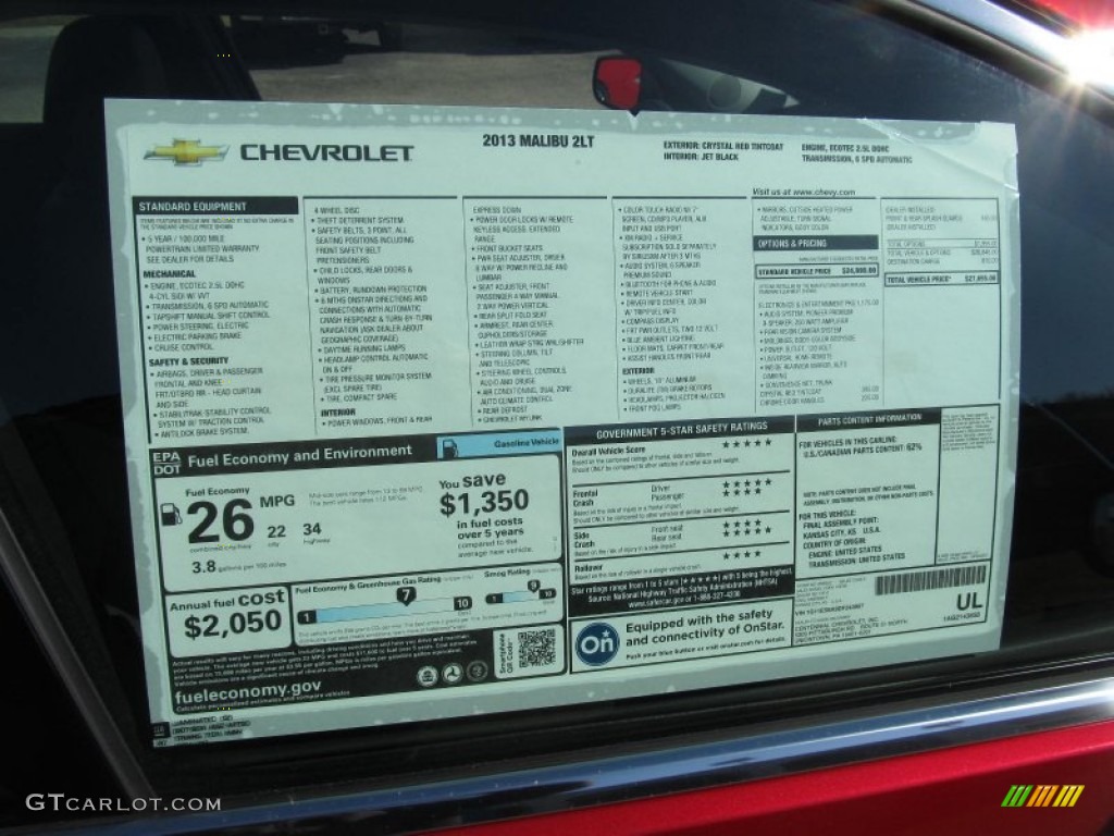 2013 Chevrolet Malibu LT Window Sticker Photos