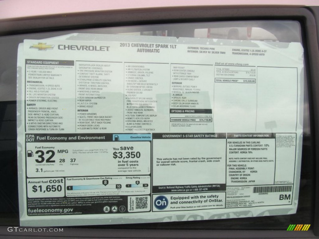 2013 Chevrolet Spark LT Window Sticker Photo #77174147