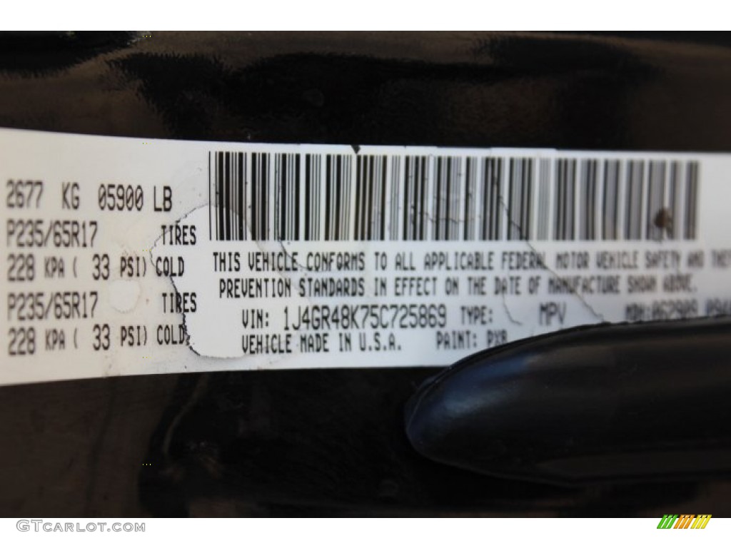 2005 Grand Cherokee Color Code PX8 for Black Photo #77174448