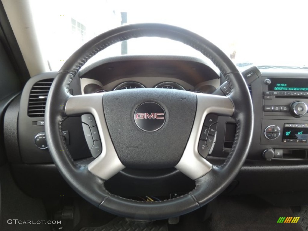 2010 GMC Sierra 1500 SLE Crew Cab Ebony Steering Wheel Photo #77175320