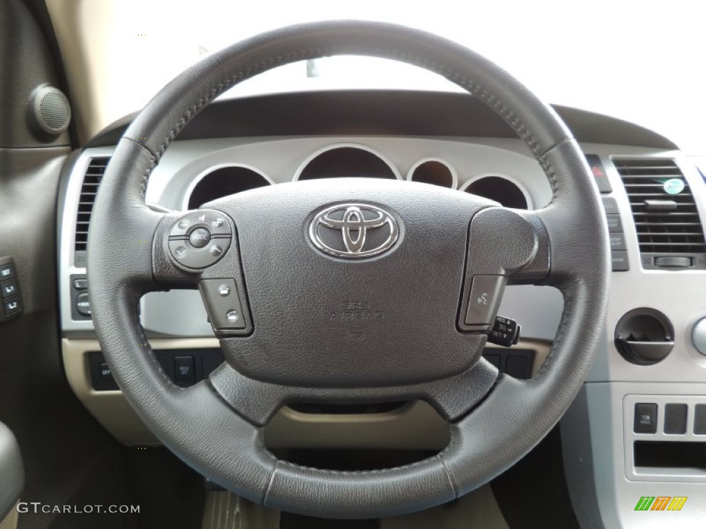2008 Toyota Tundra Limited Double Cab Beige Steering Wheel Photo #77178018