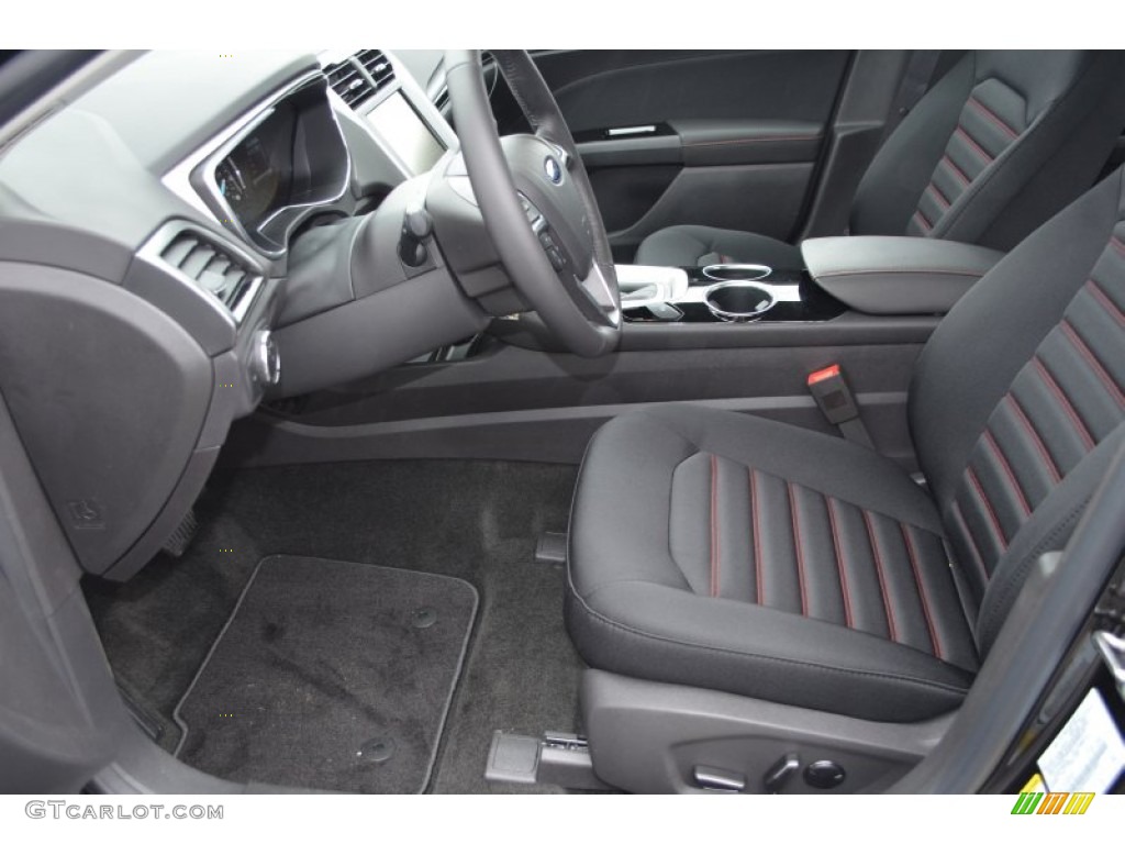 2013 Fusion SE 1.6 EcoBoost - Tuxedo Black Metallic / SE Appearance Package Charcoal Black/Red Stitching photo #10