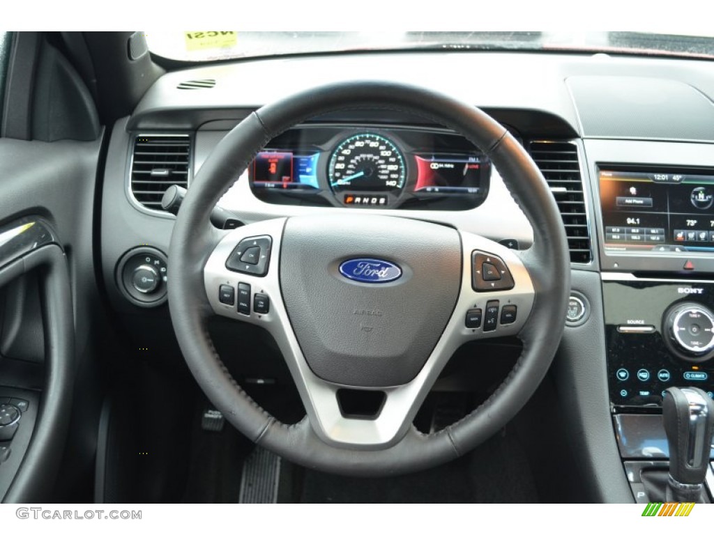 2013 Ford Taurus SHO AWD SHO Charcoal Black Leather Steering Wheel Photo #77182305