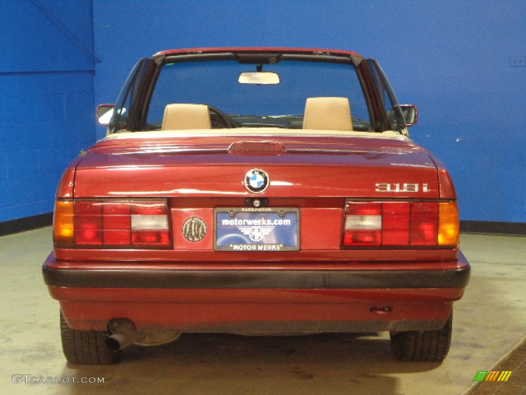 1991 3 Series 318i Convertible - Brocade Red Metallic / Beige photo #8