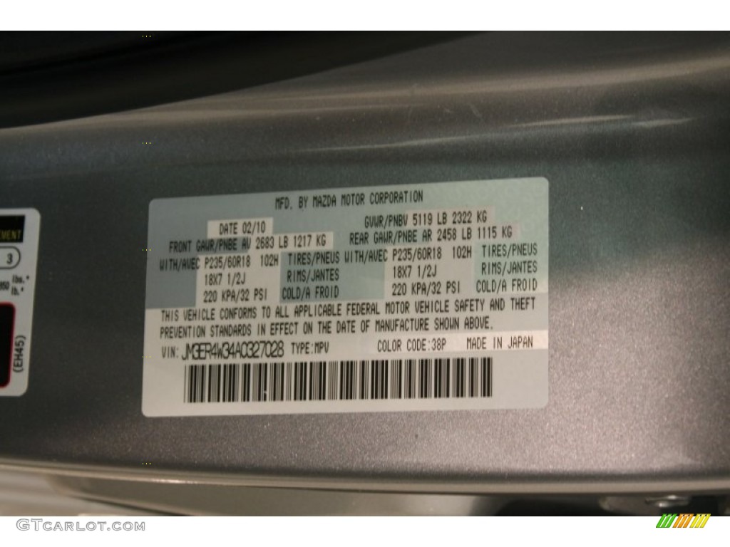 2010 Mazda CX-7 s Touring AWD Color Code Photos