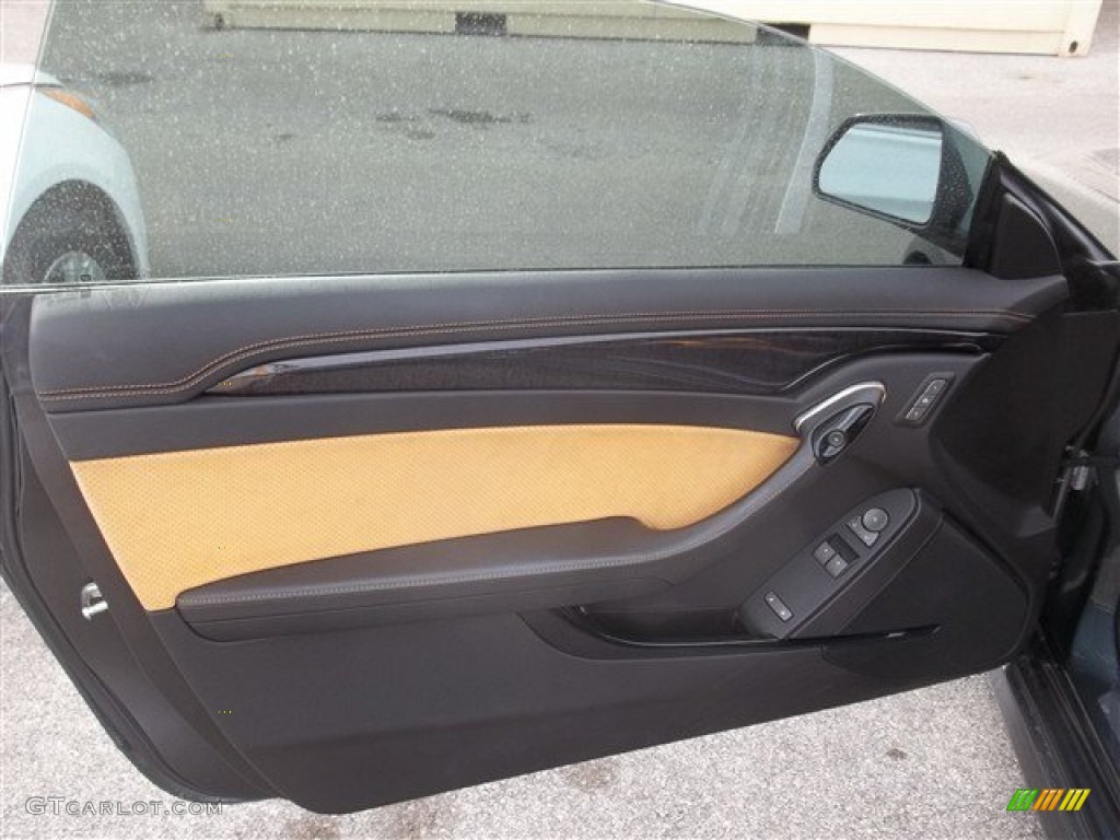 2011 Cadillac CTS -V Coupe Ebony/Saffron Door Panel Photo #77187171