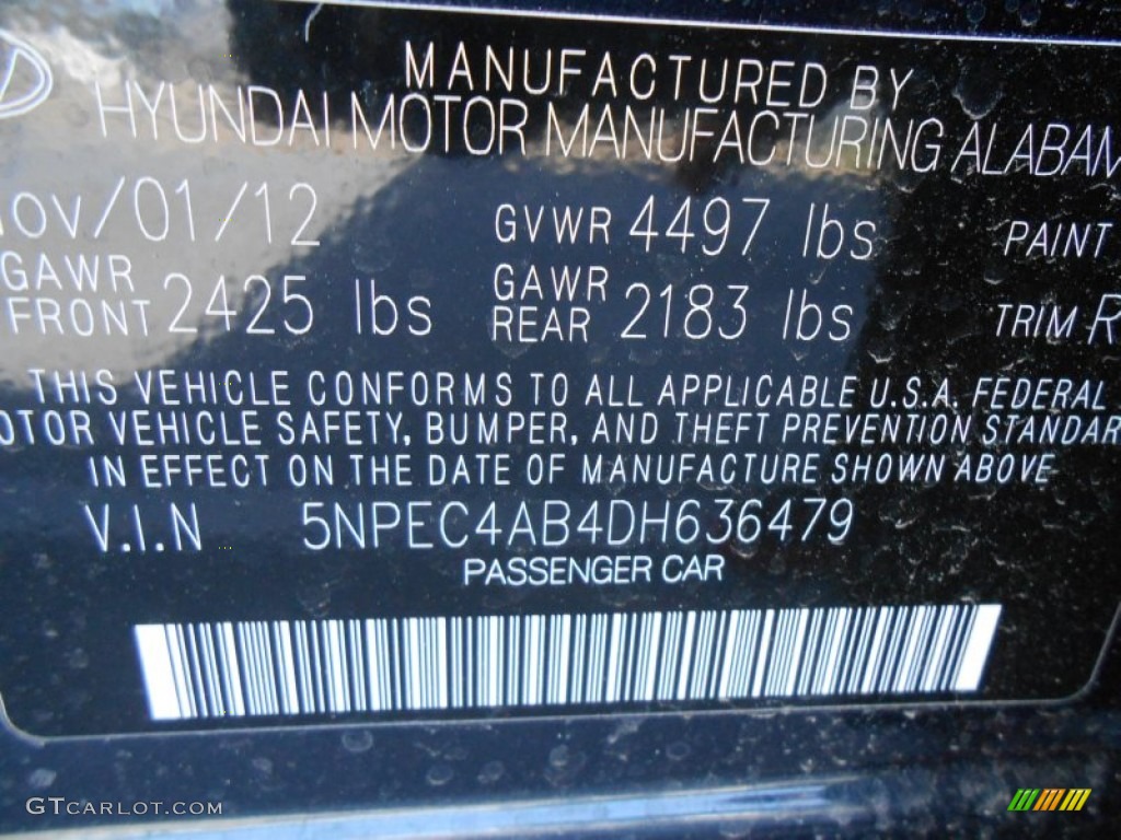 2013 Sonata SE 2.0T - Pacific Blue Pearl / Gray photo #36