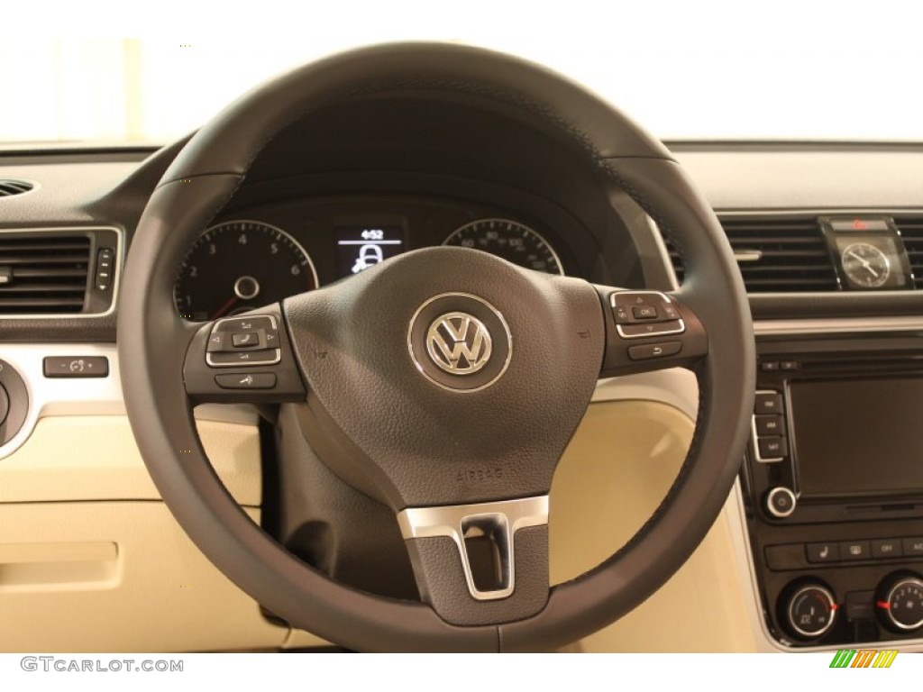 2013 Volkswagen Passat 2.5L SE Cornsilk Beige Steering Wheel Photo #77188961