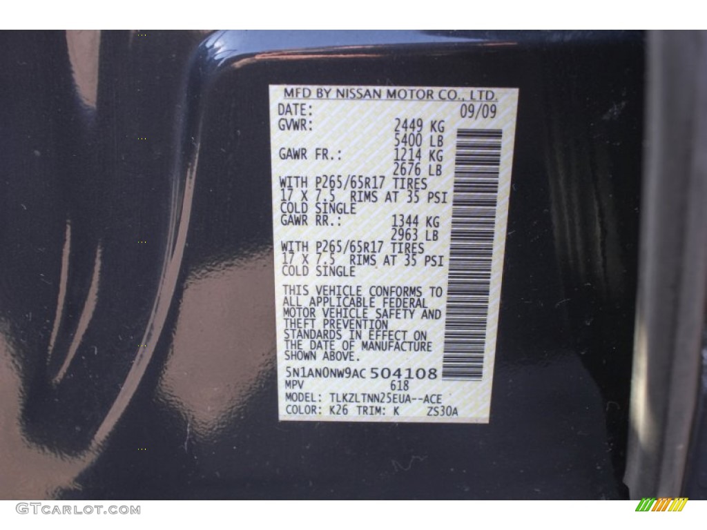 2010 Nissan Xterra SE 4x4 Color Code Photos