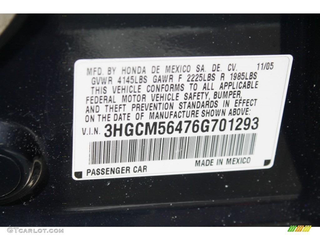 2006 Accord LX Sedan - Royal Blue Pearl / Gray photo #30