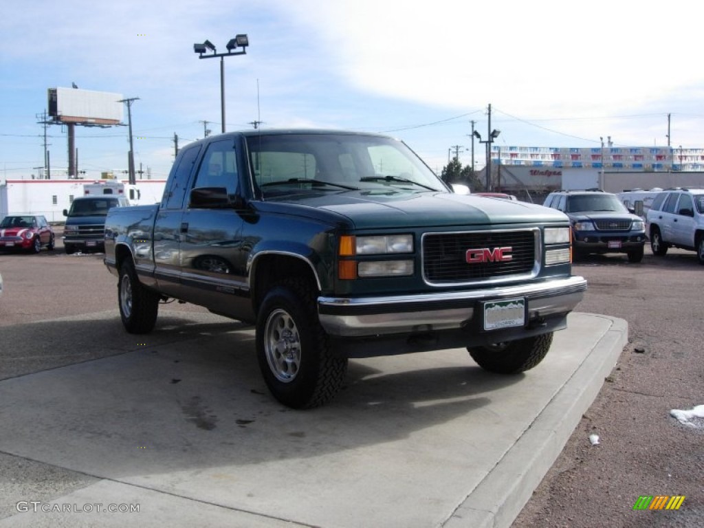 1995 Sierra 2500 SLE Extended Cab 4x4 - Forest Green Metallic / Beige photo #12