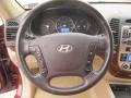 Beige 2007 Hyundai Santa Fe Limited 4WD Steering Wheel