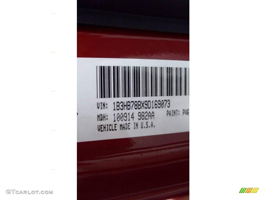 2009 Caliber Color Code PV6 for Sunburst Orange Pearl Photo #7720958
