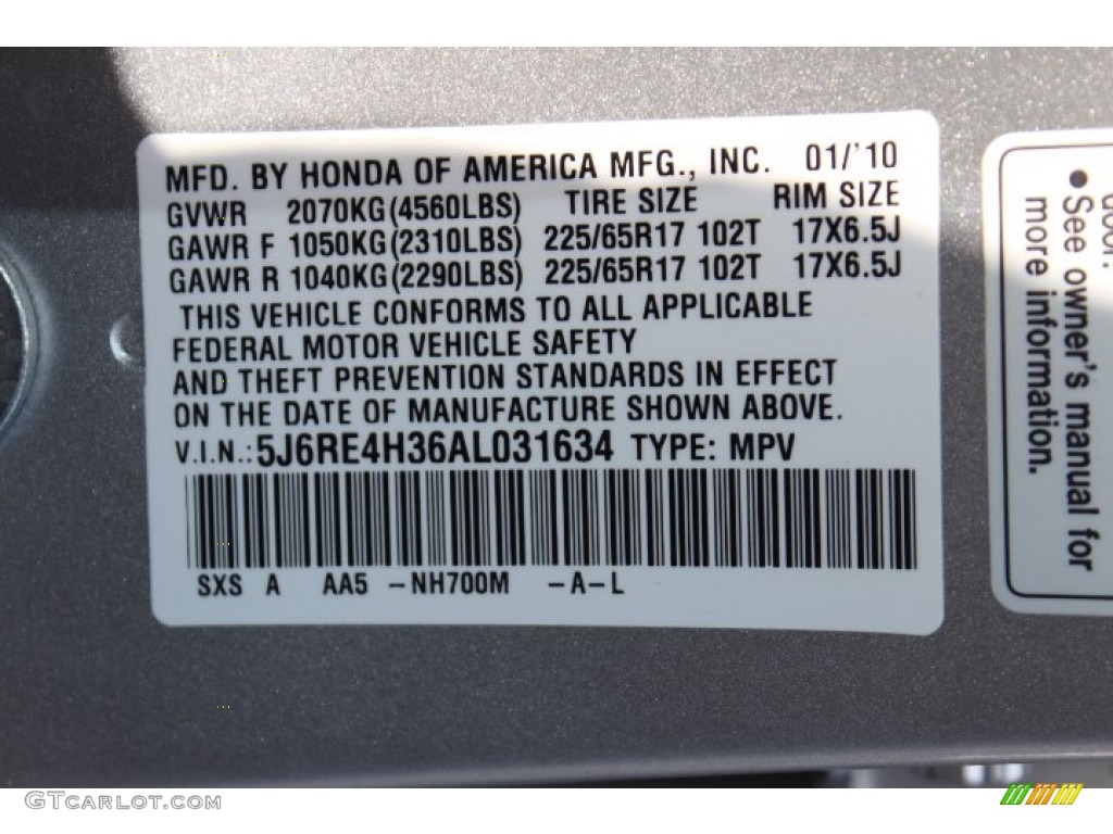 2010 CR-V LX AWD - Alabaster Silver Metallic / Black photo #27