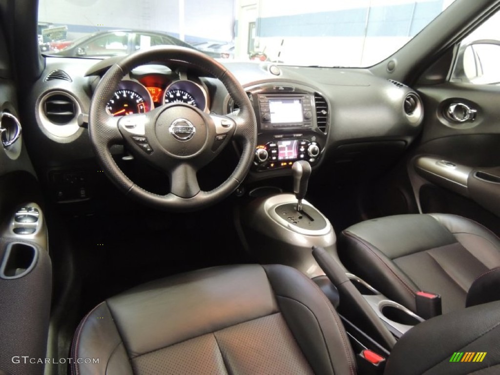 Black/Red Leather/Silver Trim Interior 2012 Nissan Juke SL AWD Photo #77210379