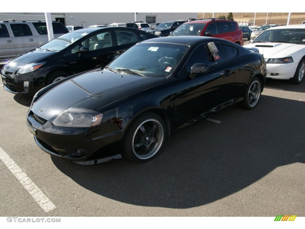 2006 Tiburon GT - Obsidian Black / Black/Red photo #4