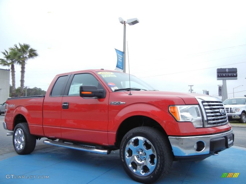 Vermillion Red 2010 Ford F150 XLT SuperCab 4x4 Exterior Photo #77212902
